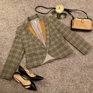 Willow & Clay Blazer Gray, Mustard Plaid Tan Suede
